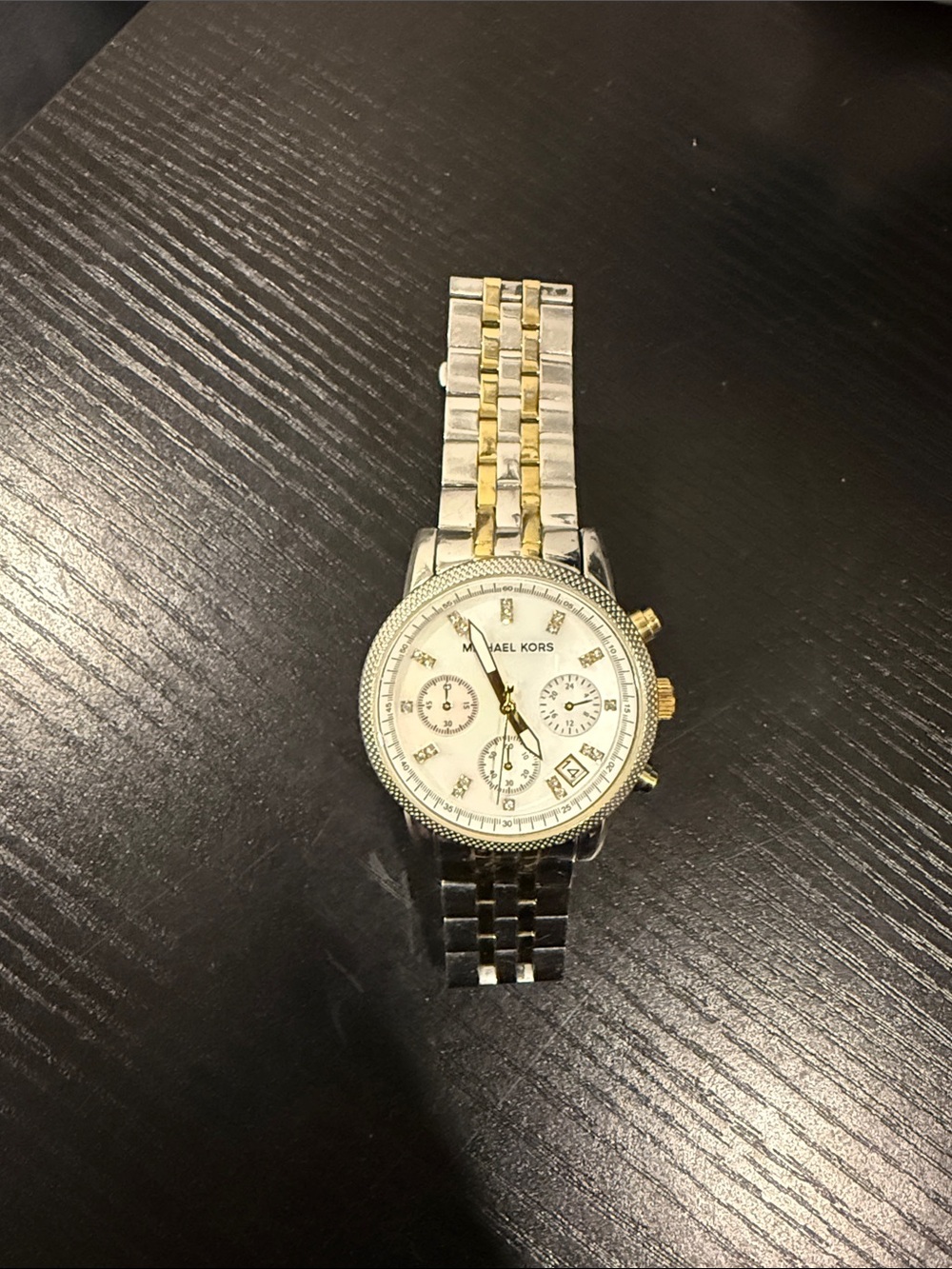Michael Kors Two-Tone Gold and Silver Bracelet Chronograph Watch